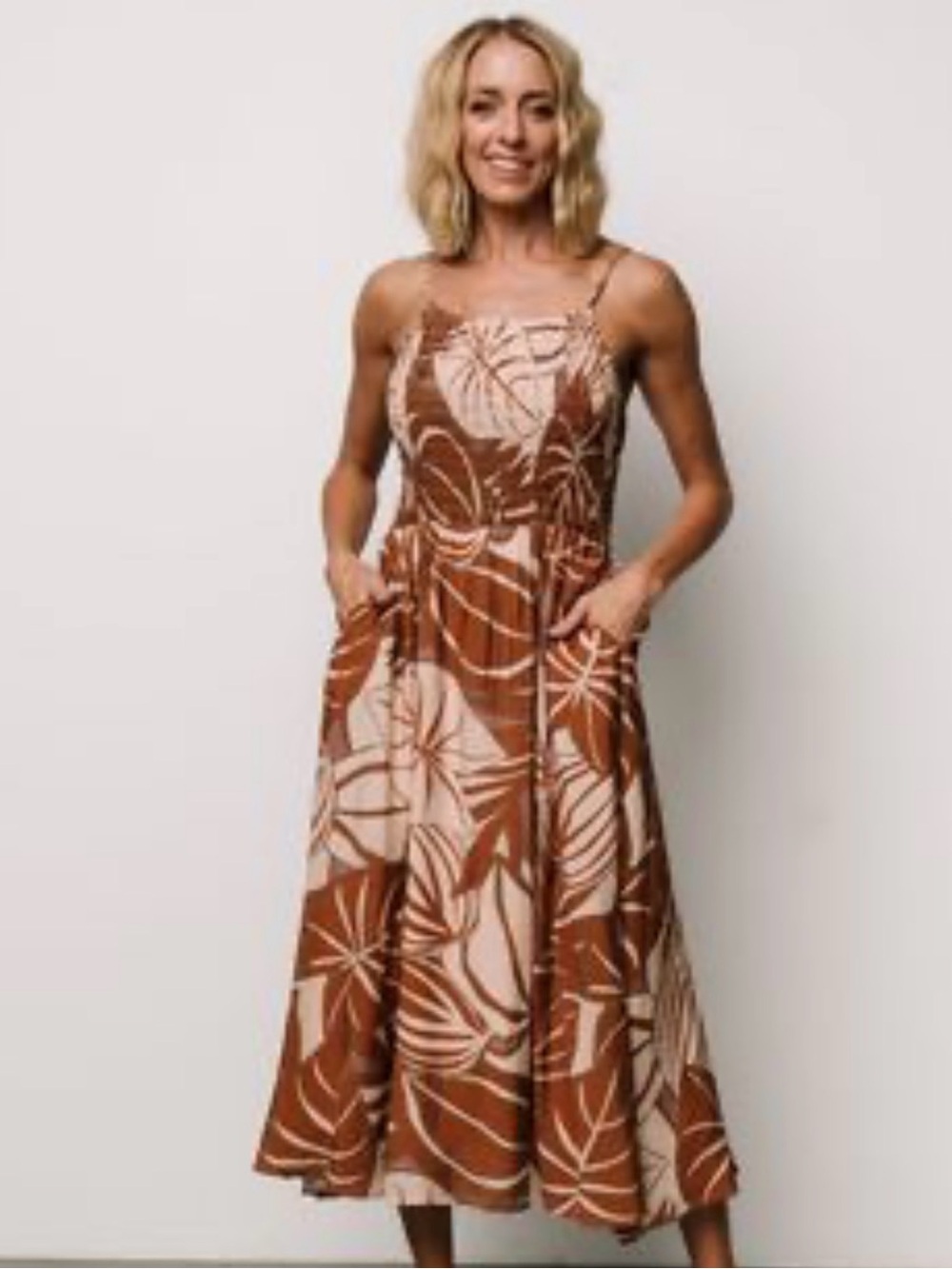 Baltic Born Tropical Print Spaghetti-Strap Dress